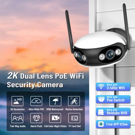 180 degrees WiFi camera dual lens