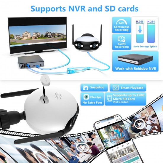 180 degrees WiFi camera dual lens