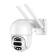 Cameră WiFi 4MP de exterior, rezistentă la apă, cu obiectiv dublu, zoom digital 8x și rotație 360° Cameră WiFi 4MP de exterior, rezistentă la apă, cu obiectiv dublu, zoom digital 8x și rotație 360°