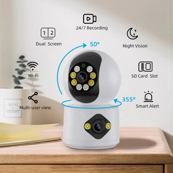 4MP Вътрешна камера с два обектива WiFi icsee