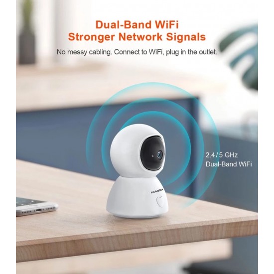 Cameră de securitate WiFi 5G 4MP pentru locuință – Tuya Smart, mod de confidențialitate, compatibilă cu Alexa și Google Home